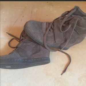 Ash Grey suede wedge booties/sneaks